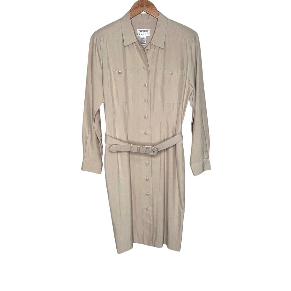 NWT Vintage Talbots Petites silk tank shirt dress with belt size 8 PETITE silk